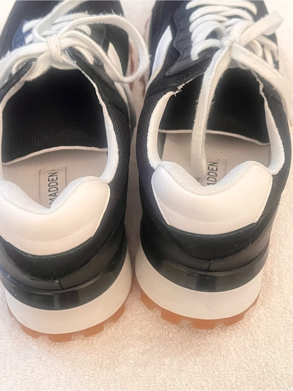 Steve Madden Black and White Women's Lace-Up Sneakers